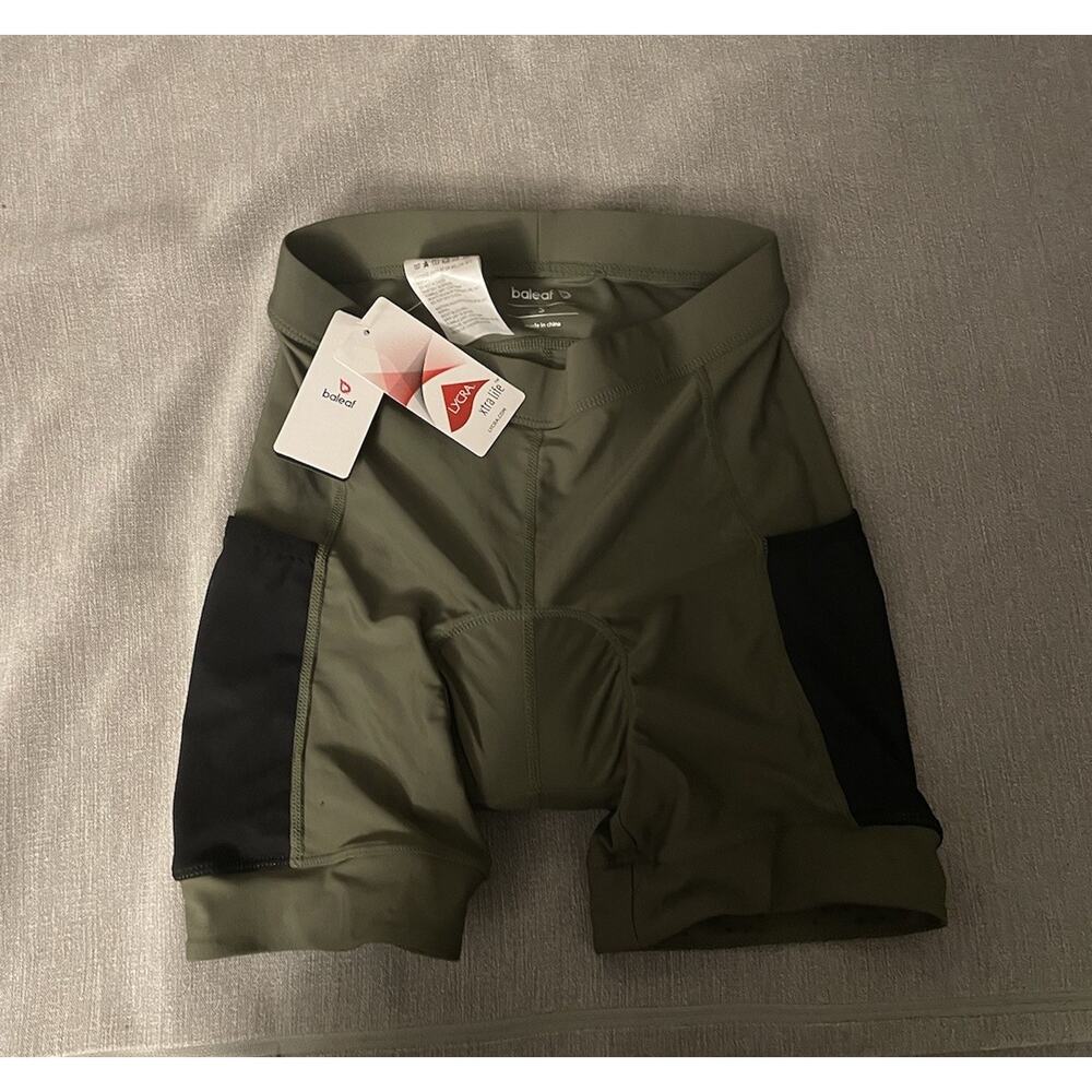 New Baleaf size Small cycling biking padded Pocketed stretchy shorts Olive